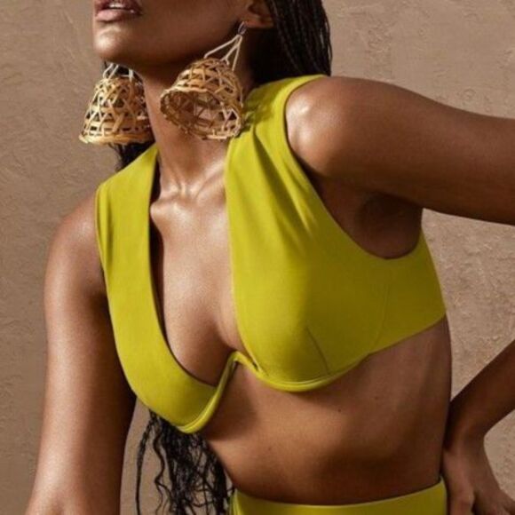 NWT Andrea Iyamah Kuma Bikini Top in Olive - Size XS (Orig. $130) NEW - Picture 2 of 5